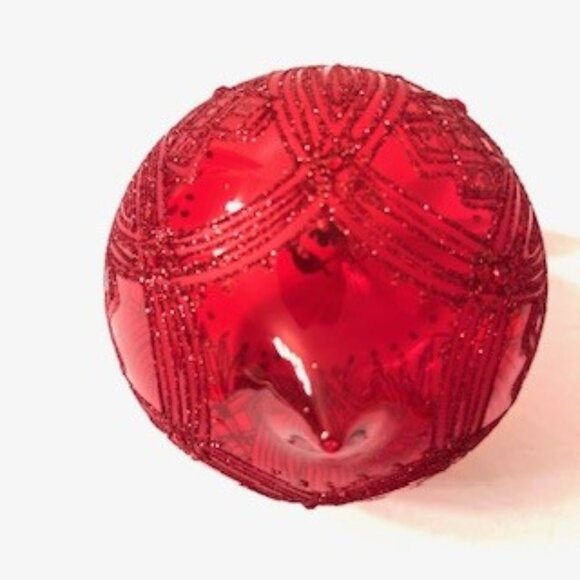 Waterford Holiday Red Glittered Ball Ornament ( Vtg ) - Picture 4 of 4